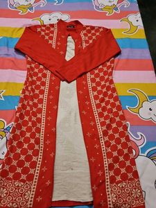 Elegant orange Ethnic Kurta with Intricate Design
