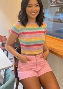 Vibrant Striped Mock Neck Top