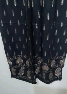Black Palazzo Pants leaf paisley gold print