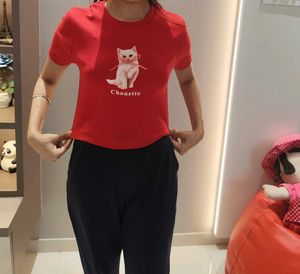 Cute Cat Graphic Crop Tee - XS/S
