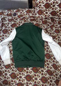 Stylish Green &amp; White Varsity Jacket unisex