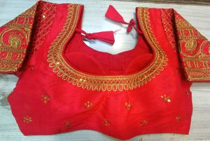 Red Embroidered Heavy Work Blouse