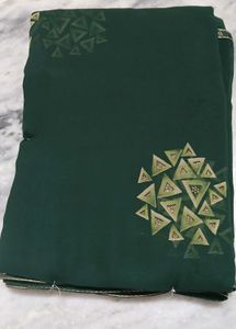 Elegant Green Saree with Triangles