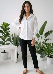 Korean Classic White Button-Up Shirt