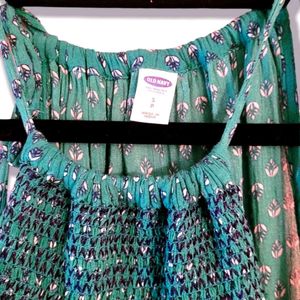 Boho Green Floral Print Summer Top
