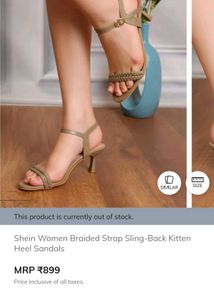 Women braided strap sling back kitten sandals