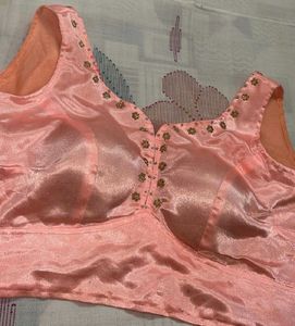 Beautiful Peach Embellished Blouse padded