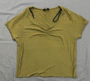 Olive Green Ruched Cropped Top by Westside
