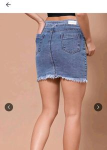 Light Wash Denim Button-Up Mini Skirt