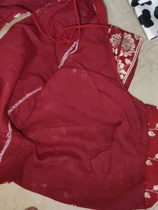 Elegant Maroon Embroidered Saree