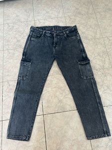 Stylish Washed Denim Cargo Pants