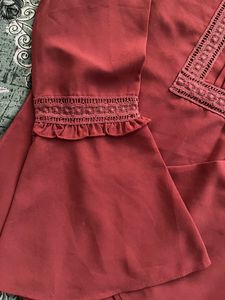 Solid Round Neck Brown Top For Women