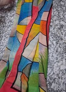 Vibrant Abstract Print Saree