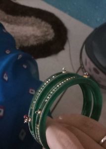 Green Bangles with Embellishments