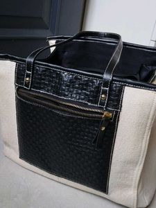 LAST PRICE 🛑🛑LARGE TOTE BAG BLACK AND CREAM