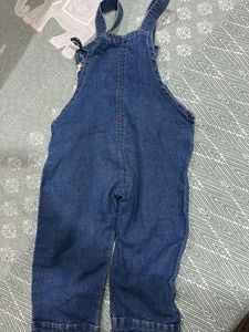 Cute Denim Overalls with Butterfly &amp; Flower Embroi