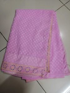 Pink Printed Cotton Saree