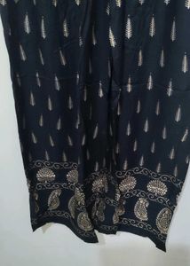 Black Palazzo Pants leaf paisley gold print