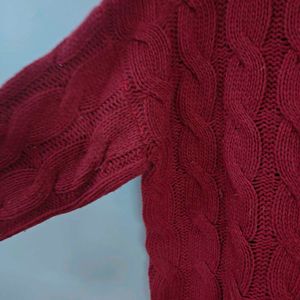 Maroon Cable Knit Sweater