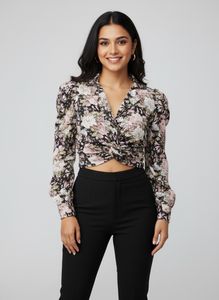 Floral Print Twist Front Top