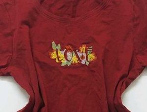 Red Love Embroidered T-Shirt