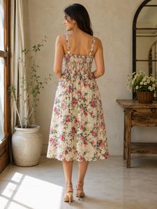 Floral Button-Front Midi Dress