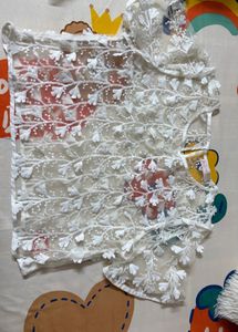 Sheer White 3D Embroidered Floral Top