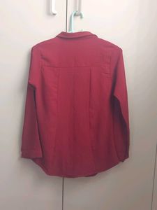 Chic Red Collared Button-Up Shirt