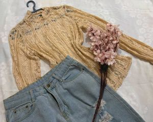 💟Original Vero Moda Sheer  Lace Top D