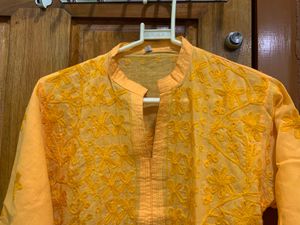 Orange Embroidered Kurti