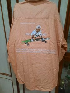 Peach Oversized Button-Up Shirt