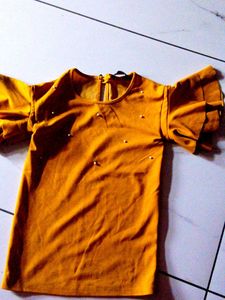 Mustard Yellow Ruffled Sleeve Top