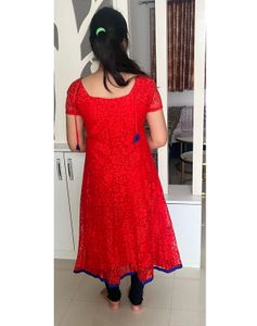 Elegant Red Embroidered Anarkali Kurta