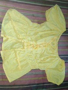 Yellow peplum Puff Sleeve Top