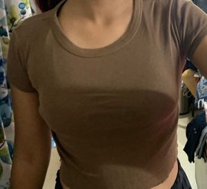 Brown Fashion Cut Top