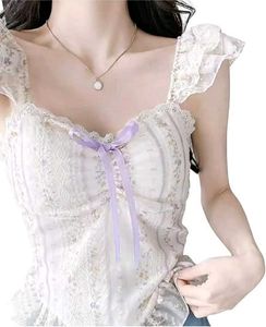 Floral Corset Top with Ribbon Detail
