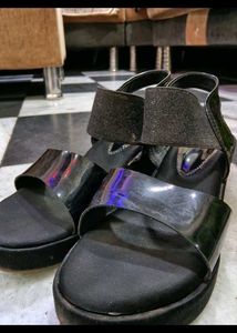 Chic Black Wedge Sandals