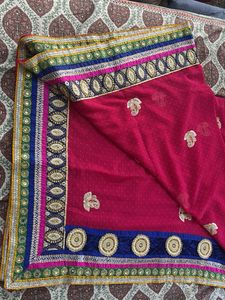 Beautiful Pink Saree with Embellishments