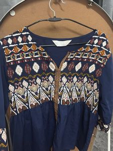 Embroidered Navy Blue Top