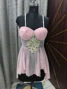 Stunning Pink Embellished Tunic Top
