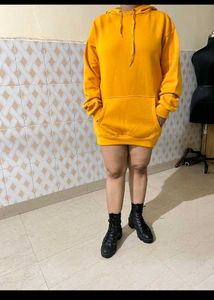 Yellow Oversized Hoodie Dress