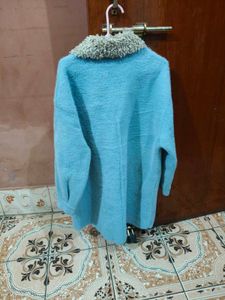 Light Blue Sherpa Collar Coat