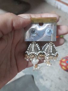 Elegant Jhumka Earrings with Pearls