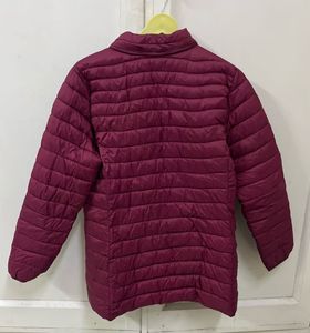 Men's Burgundy Quilted Jacket - Good Condition