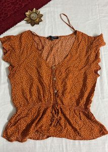 Coral Polka Dots Peplum Top