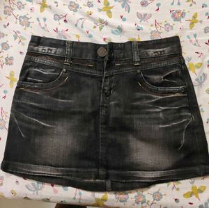 Black Denim Y2K Mini Skirt