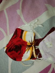 Four Washable Cloth Masks (printed red Rose, Carto