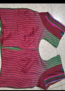 Vibrant Striped Crop Blouse with margin