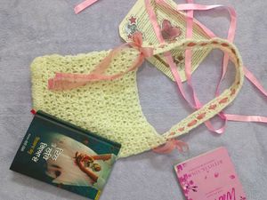 Handmade Crochet Mesh Bag with Ribbons