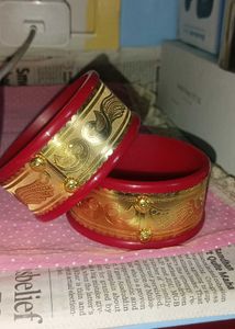 Red &amp; Gold Peacock Bangles
